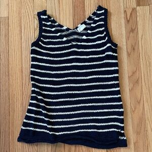 Caslon Knit Sleeveless Top Womens Small Blue White Striped Nautical Sailor